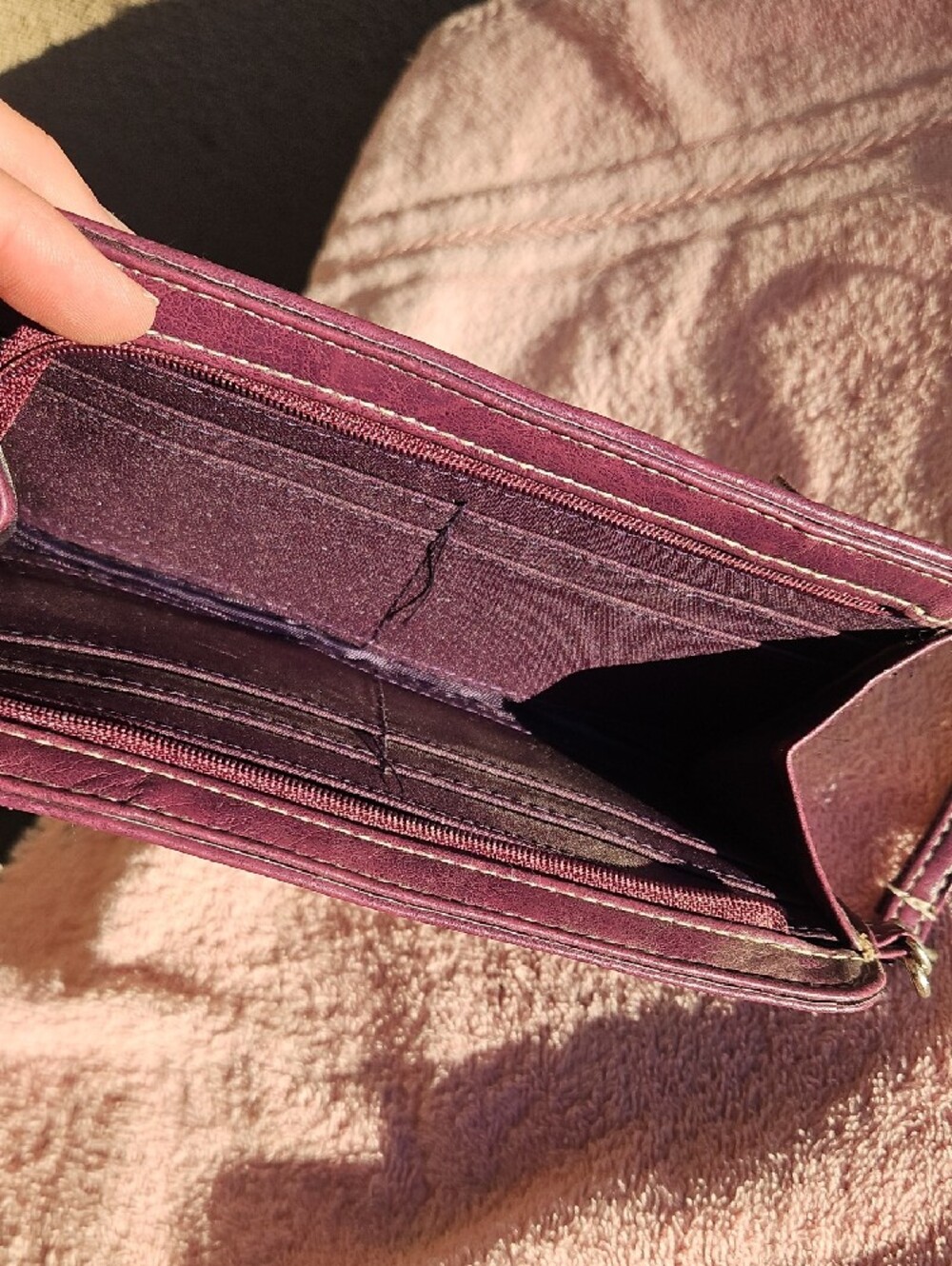Sleek Plum Leather Wristlet Clutch - Picture 3 of 6